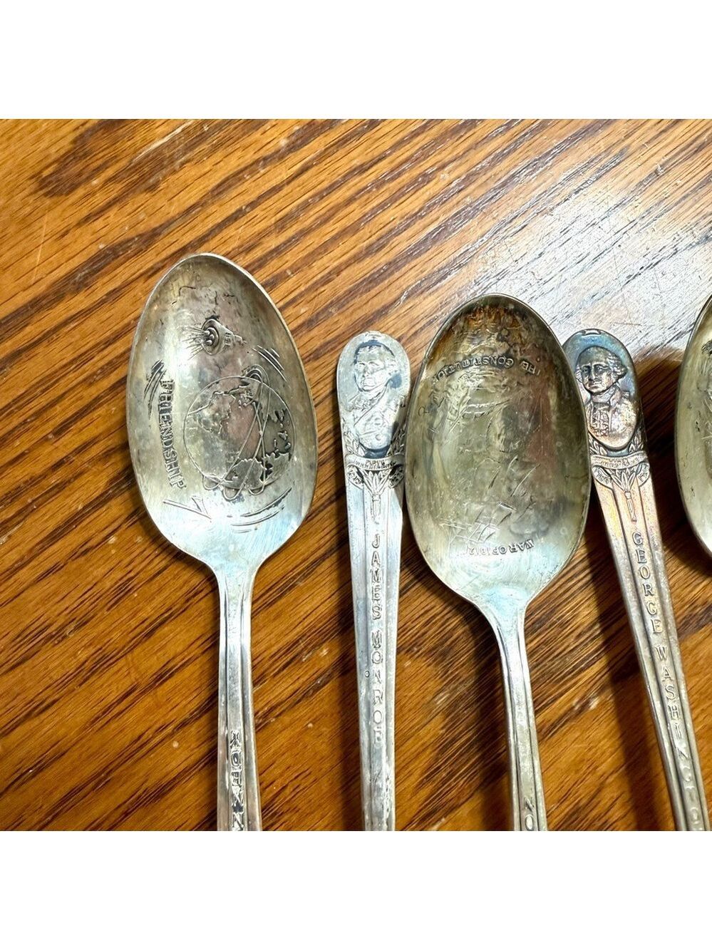 Vintage Silver Plate Collectible U.S. Presidents Spoons Set of 6 - Picture 4 of 8